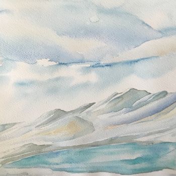 Peinture intitulée "Le lac glacé.jpeg" par Olivier Follin, Œuvre d'art originale, Aquarelle