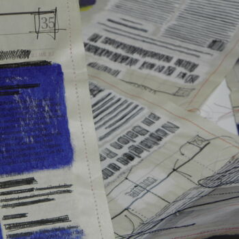 Collages intitulée "Livre-journal Bleu…" par Hélène Mongin, Œuvre d'art originale, Papier