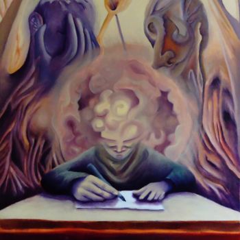 Schilderij getiteld "Masters of nothing" door Max No, Origineel Kunstwerk, Olie