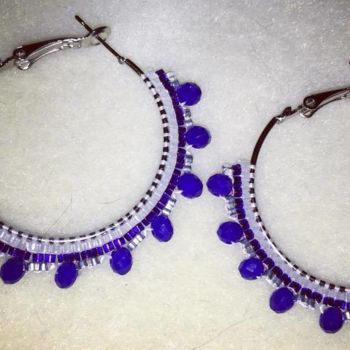 Artcraft titled "créoles miyuki bleu…" by Brigitte Choanier, Original Artwork, Earrings