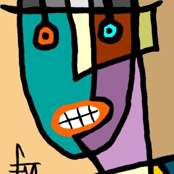 Arts numériques intitulée "homme-au-chapeau.jpg" par Franck Vidal, Œuvre d'art originale, Peinture numérique