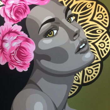 Painting titled "" iconisation d'une…" by Ann'Soco, Original Artwork, Acrylic Mounted on Wood Stretcher frame