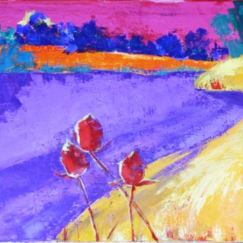 Peinture intitulée "Le lac bleu" par Ludmila Ternano Dolgova, Œuvre d'art originale, Huile