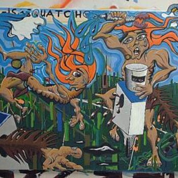 Painting titled "Krustayn Versus mec…" by Broken Vulture Art, Original Artwork