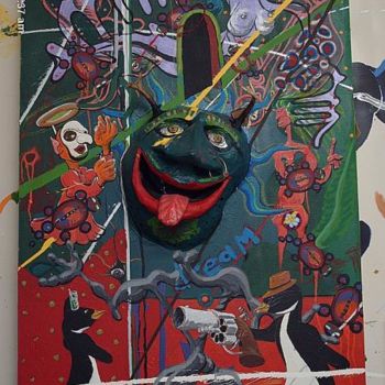 Painting titled "Miss Loontrout got…" by Broken Vulture Art, Original Artwork