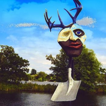 Painting titled "shovelmask" by Broken Vulture Art, Original Artwork