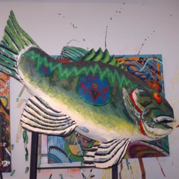 Painting titled "giant papier mache…" by Broken Vulture Art, Original Artwork