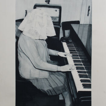 Painting titled "Napkin Head" by Loïc Desroeux, Original Artwork, Watercolor
