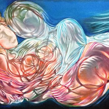 Painting titled "le-couple-mixed-med…" by Richard Chenier, Original Artwork, Acrylic