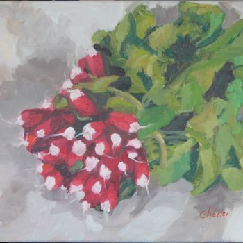 Peinture intitulée "Botte de radis" par Chéker, Œuvre d'art originale, Huile Monté sur Châssis en bois