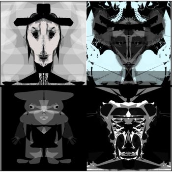 数字艺术 标题为“4 portraits 240612” 由Jean-François Bayle, 原创艺术品, 数字油画