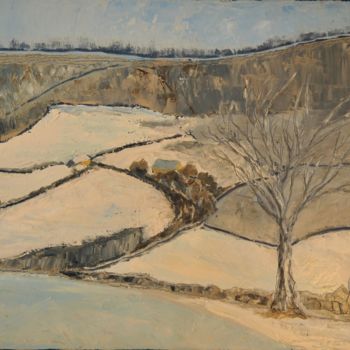 Ζωγραφική με τίτλο "neige en Morvan 2" από Philip Moreau, Αυθεντικά έργα τέχνης, Λάδι