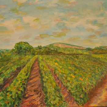Painting titled "vignes vers les hau…" by Philip Moreau, Original Artwork, Acrylic