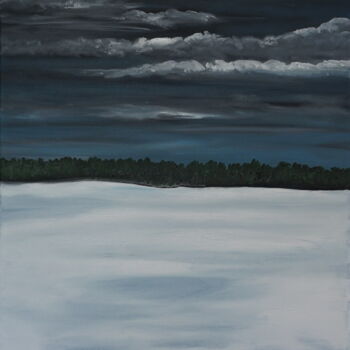 Painting titled "Frozen-Lake" by Peter Stutz, Original Artwork, Oil