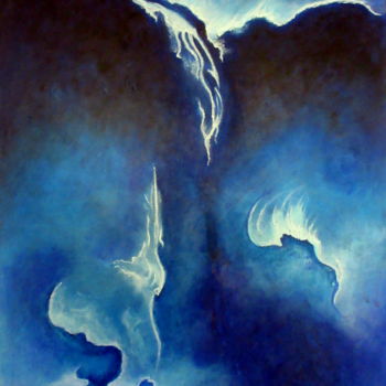 Peinture intitulée "deep-blue-acrylic-o…" par Marianne Charlotte Mylonas-Svikovsky (Marlo), Œuvre d'art originale