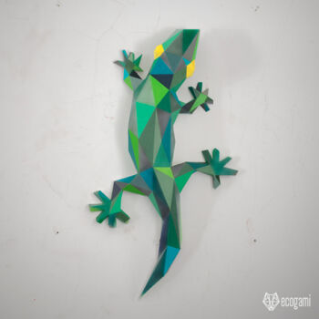 雕塑 标题为“Lézard en papier” 由Ecogami, 原创艺术品, 纸