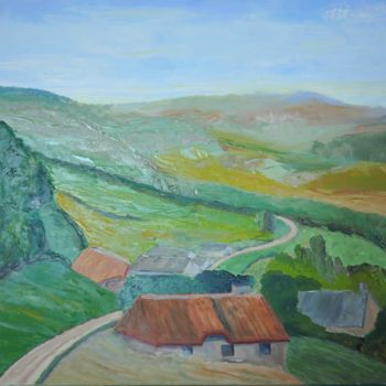 Peinture intitulée "vallée de la roche" par Philip Moreau, Œuvre d'art originale, Huile