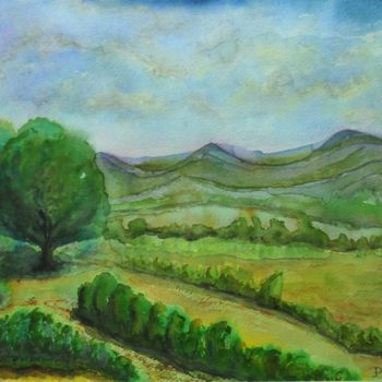 Peinture intitulée "Morvan sud V" par Philip Moreau, Œuvre d'art originale, Aquarelle