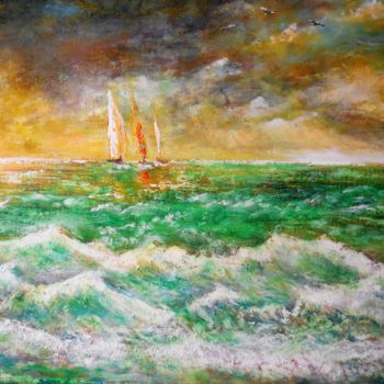 Peinture intitulée "Océan agité" par Patrick Nevoso, Œuvre d'art originale, Huile