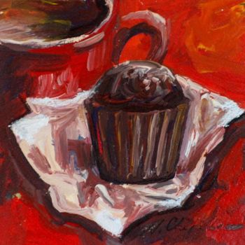 Ζωγραφική με τίτλο "Muffin au chocolat.…" από Nathalia Chipilova, Αυθεντικά έργα τέχνης, Ακρυλικό