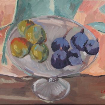 Painting titled "figues et reines-cl…" by Chéker, Original Artwork, Oil Mounted on Wood Stretcher frame