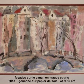 Peinture intitulée "facades sur le cana…" par Ioana, Œuvre d'art originale, Gouache