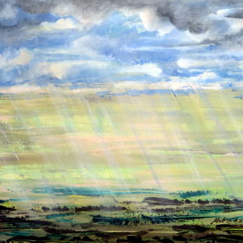 Peinture intitulée "april-rain-40h-50w-…" par Marianne Charlotte Mylonas-Svikovsky (Marlo), Œuvre d'art originale, Acrylique