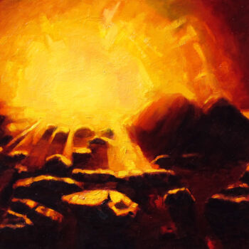 Peinture intitulée "Lumière Solaire" par David Benayoun, Œuvre d'art originale, Huile Monté sur Châssis en bois
