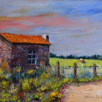 Painting titled "la-maisonette dans…" by Marc Lejeune, Original Artwork, Oil