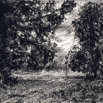 Dessin intitulée "Parc (croquis à la…" par David Benayoun, Œuvre d'art originale, Crayon