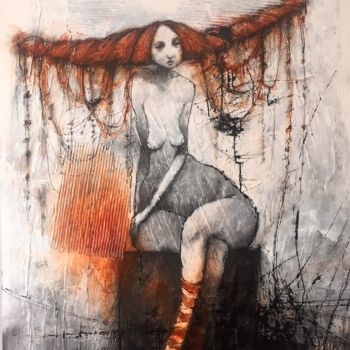 Schilderij getiteld "Sirena" door Cesar Ayllón, Origineel Kunstwerk