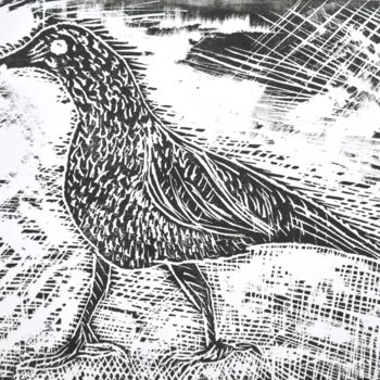 Printmaking titled "le grand corbeau" by Philip Moreau, Original Artwork, Xylography