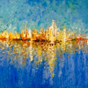 Painting titled "bleu marine" by Nejib Zneidi, Original Artwork, Oil