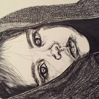 Drawing titled "Cataleya" by Alain Erpelding, Original Artwork, Ballpoint pen