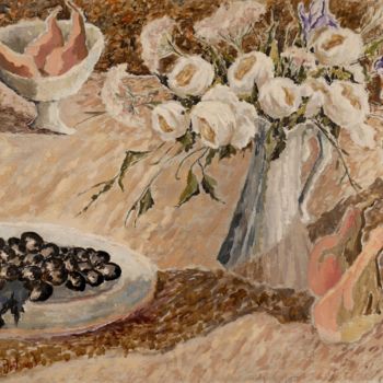 Peinture intitulée "Roses blanches et o…" par Dominique Bertrand, Œuvre d'art originale, Huile