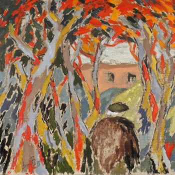 Peinture intitulée "Vers la maison de r…" par Dominique Bertrand, Œuvre d'art originale, Huile