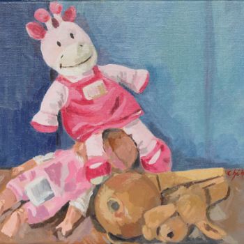 Peinture intitulée "La Poupée "vache",…" par Chéker, Œuvre d'art originale, Huile