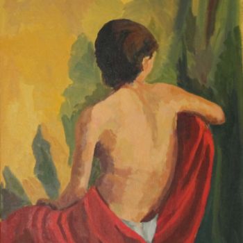 Peinture intitulée "Nu féminin de dos" par Chéker, Œuvre d'art originale, Huile Monté sur Châssis en bois