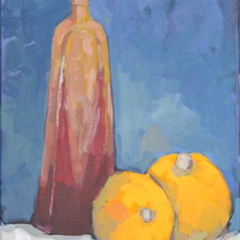Peinture intitulée "Potimarrons et bout…" par Chéker, Œuvre d'art originale, Huile Monté sur Châssis en bois