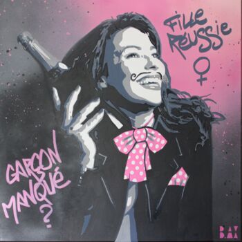 绘画 标题为“Garçon manqué, fill…” 由B.Ax, 原创艺术品, 丙烯 安装在木质担架架上