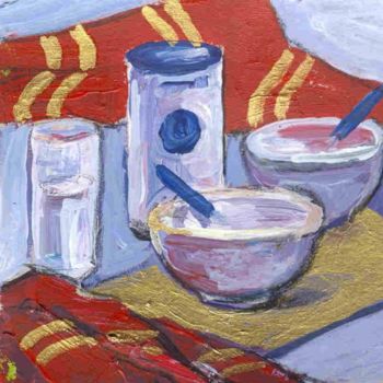 Painting titled "Petit déjeuner au l…" by Nathalia Chipilova, Original Artwork, Acrylic