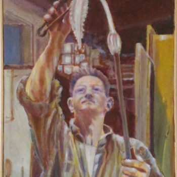 Peinture intitulée "Murano glassmaster" par Denise Gemin, Œuvre d'art originale, Huile