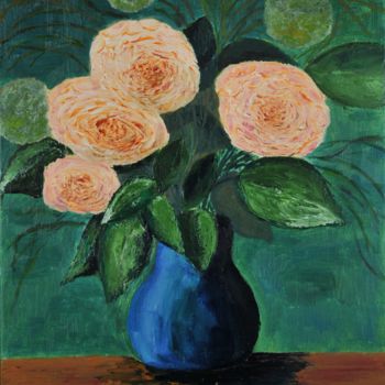 Ζωγραφική με τίτλο "bouquet de roses 2" από Philip Moreau, Αυθεντικά έργα τέχνης, Λάδι