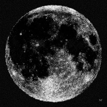 Arts numériques intitulée "Lune binaire  (avec…" par Frédéric Durieu & Nathalie Erin, Œuvre d'art originale, Travail numériq…