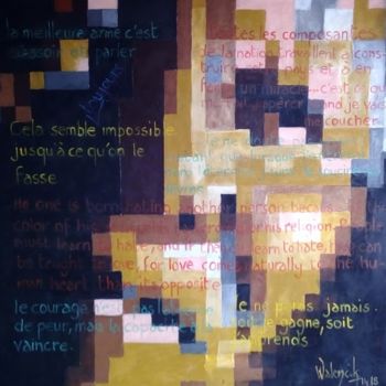 Painting titled "mandela-toile.jpg" by Marc Walencik, Original Artwork, Acrylic