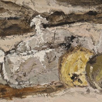 Peinture intitulée "Théière grise aux p…" par Dominique Bertrand, Œuvre d'art originale, Huile