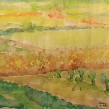 Peinture intitulée "Campi" par Denise Gemin, Œuvre d'art originale, Aquarelle