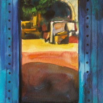 Peinture intitulée "La cours" par Nathalia Chipilova, Œuvre d'art originale, Aquarelle Monté sur Carton