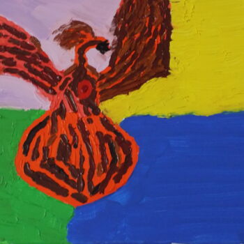Peinture intitulée "LE PHOENIX" par Cathy Renard (CY), Œuvre d'art originale, Acrylique