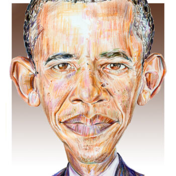 Drawing titled "Caricatura Barack O…" by Flávio Miranda, Original Artwork, Digital Photography